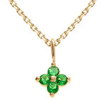 Collier en plaqu� or pendentif fleur d'oxydes verts - 38 + 4cm