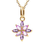 Collier en plaqu� or pendentif fleur avec oxydes violets et roses - 38 + 4cm
