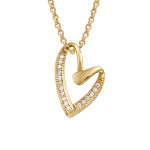Collier plaqué or pendentif forme coeur oxydes blancs sertis - longueur 40 + 4cm Collier plaqué or pendentif forme coeur oxydes blancs sertis - longueur 40 + 4cm