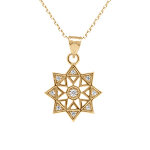 Collier en plaqu� or pendentif forme �toile avec oxydes blancs sertis - 40 + 5cm