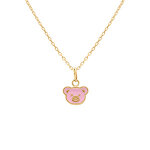 Collier en plaqu� or pendentif ourson rose - 35 + 2cm