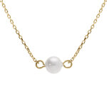 Collier plaqu or perle de culture d'eau douce rglable 40  44cm
