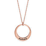 Collier en plaqu or rose chane avec pendentif 1 anneau prnom  graver - longueur 40cm + 5cm de rallonge ...