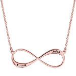 Collier en plaqu or rose chane avec pendentif infini  graver 1 ou 2 prnoms - longueur 40cm + 5cm ...