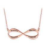 Collier en plaqu or rose chane avec pendentif infini  graver 3 ou 4 prnoms - longueur 40cm + 5cm ...