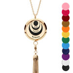 Collier prnom avec pendentif diffuseur de parfum mdaillon cercles pvd jaune  graver - rglable 45 ...
