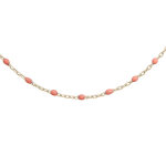 Collier sautoir en argent et dorure jaune chaîne avec olives couleur framboise transparent 60 + 10cm Collier sautoir en argent et dorure jaune chaîne avec olives couleur framboise transparent 60 + 10cm