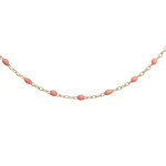 Collier sautoir en argent et dorure jaune chaîne avec olives couleur rose 60 + 10cm Collier sautoir en argent et dorure jaune chaîne avec olives couleur rose 60 + 10cm