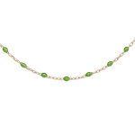 Collier sautoir en argent et dorure jaune chaîne avec olives couleur vert 60 + 10cm Collier sautoir en argent et dorure jaune chaîne avec olives couleur vert 60 + 10cm