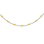 Collier sautoir en argent rhodié chaîne avec olives couleur jaune tansparent 60 + 10cm Collier sautoir en argent rhodié chaîne avec olives couleur jaune tansparent 60 + 10cm