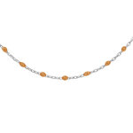 Collier sautoir en argent rhodié chaîne avec olives couleur orange transparent 60 + 10cm Collier sautoir en argent rhodié chaîne avec olives couleur orange transparent 60 + 10cm