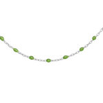 Collier sautoir en argent rhodié chaîne avec olives vertes 60 + 10cm Collier sautoir en argent rhodié chaîne avec olives vertes 60 + 10cm