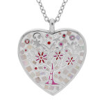 Collier stella mia en acier cha�ne avec pendentif coeur (32x30mm) motif arbre de vie avec nacre - 38 ...