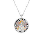 Collier stella mia en acier pedentif rond 16mm fleur de lotus rsine et nacre - 45 + 10cm