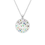 Collier stella mia en acier pendentif rond fleur de lotus rsine et nacre - 45 + 10cm