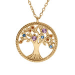 Collier ven ermeil pendentif arbre de vie avec oxydes multi couleurs et contour perl� du cercle - 42 ...