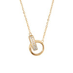Collier en vermeil chane avec 2 anneaux et oxydes blancs sertis 40 + 4cm