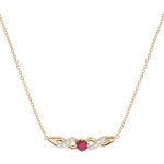 Collier en vermeil cha�ne avec motif infini rubis v�ritable et topazes blanches 42 + 3cm