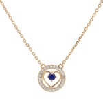 Collier en vermeil chaîne avec pendentif anneau cerclé d'oxydes blancs et coeur saphir véritable 42 + ... Collier en vermeil chaîne avec pendentif anneau cerclé d'oxydes blancs et coeur saphir véritable 42 + ...