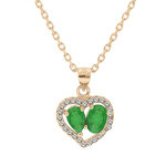 Collier en vermeil chane avec pendentif coeur d'emeraudes vritables et contour de topazes blanches ...