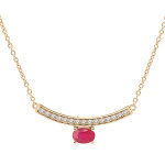Collier en vermeil chane avec pendentif courbe de topazes blanches et rubis vritable 42 + 3cm