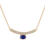 Collier en vermeil chaîne avec pendentif courbe de topazes blanches et saphir véritable 42 + 3cm Collier en vermeil chaîne avec pendentif courbe de topazes blanches et saphir véritable 42 + 3cm