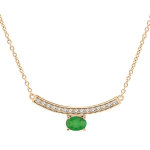 Collier en vermeil chane avec pendentif emeraude vritable et barre de topazes blanches 42 + 3cm