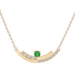 Collier en vermeil chane avec pendentif emeraude vritable et rail de topazes blanches serties 42 + ...