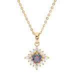 Collier en vermeil chane avec pendentif toile d'oxydes blancs et oxyde arc en ciel mystique 42 + 3cm ...