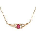 Collier en vermeil chane avec pendentif vgtal avec topazes blanches et rubis vritable 42 + 3cm
