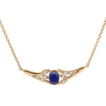 Collier en vermeil chaîne avec pendentif végétal topazes blanches et saphir véritable 42 + 3cm Collier en vermeil chaîne avec pendentif végétal topazes blanches et saphir véritable 42 + 3cm