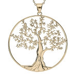 Collier en vermeil massif arbre de vie diam�tre 35 mm - 44 + 5cm