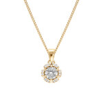 Collier en vermeil pendentif 5mm fleur oxydes blancs sertis - 42 + 3cm
