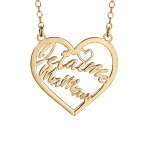 Collier en vermeil pendentif coeur �vid� d�coup�  je t'aime maman  - 40 + 5cm
