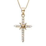 Collier en vermeil pendentif croix fine pierres blanches - 45cm
