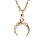 Collier en vermeil pendentif demi lune orn�e d'oxydes blancs sertis - 40 + 4cm