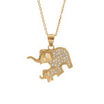 Collier en vermeil pendentif eléphants parés d'oxydes blancs - 38 + 4cm Collier en vermeil pendentif eléphants parés d'oxydes blancs - 38 + 4cm