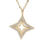 Collier en vermeil pendentif �toile ajour�e contour d'oxydes blancs sertis - 40 + 2 + 2cm