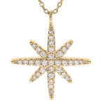 Collier en vermeil pendentif etoile d'oxydes blancs sertis - 40 + 4cm