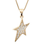 Collier en vermeil pendentif etoile pierres blanches - 42 + 3cm