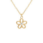 Collier en vermeil pendentif fleur ajour�e centre oxyde blanc - 39 + 4cm