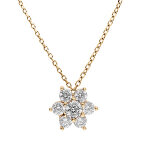 Collier en vermeil pendentif fleur marguerite emplie d'oxydes blancs sertis - 40 + 5cm