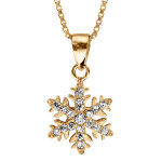 Collier en vermeil pendentif flocon de neige plein - 42 + 3cm