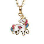 Collier en vermeil pendentif licorne en r�sine - 40 + 4cm