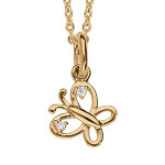 Collier en vermeil pendentif papillon ajour� et oxydes blancs - 36 + 2cm