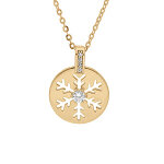 Collier en vermeil pendentif rondelle flocon de neige ajour� - 39 + 4cm