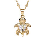 Collier en vermeil pendentif tortue avec oxydes blancs sertis - 36 + 4cm Collier en vermeil pendentif tortue avec oxydes blancs sertis - 36 + 4cm