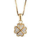 Collier en vermeil pendentif trèfle forme quatre coeurs en pierres blanches - 42 + 3cm Collier en vermeil pendentif trèfle forme quatre coeurs en pierres blanches - 42 + 3cm