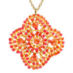 Collier en acier dor� pendentif forme fleur corail - 42 + 10cm