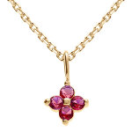 Collieren plaqu� or pendentif fleur d'oxydes rouges - 38 + 4cm